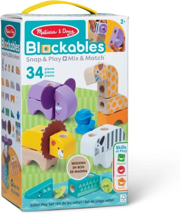 Mellisa&Doug: Blockables - Zwierzątka Safari pudełko,