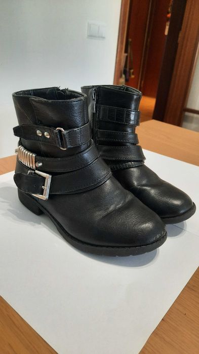 Bota Criança estilo Motard, para menina Preto Tam 30