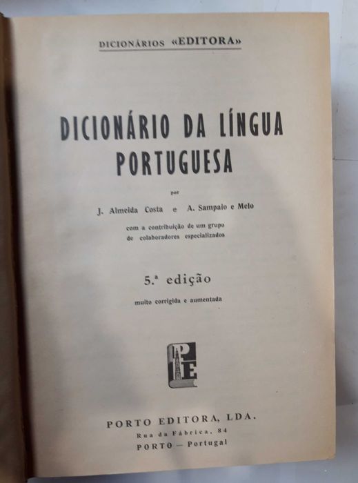 E2 - Livro - J. Almeida Costa - Dicionário da Língua Portuguesa