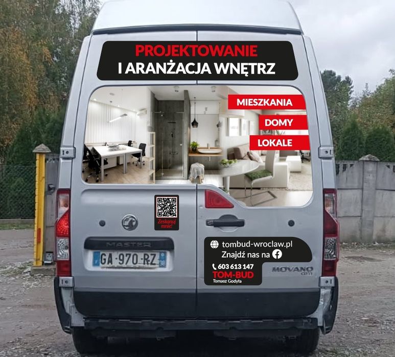 Reklama na samochód oklejanie busów witryn montaż reklam cały Wrocław