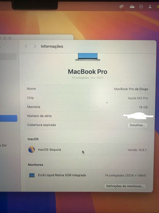Apple Macbook M3 Pro 2023 18GB RAM 14” 512Gb SSD MRX63PO/A