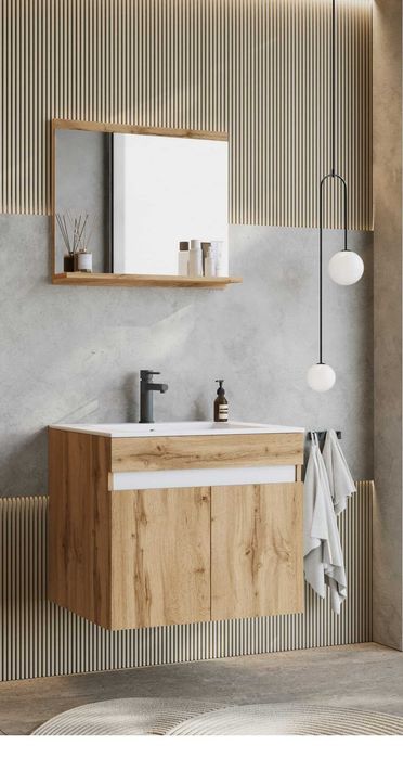 Szafka łazienkowa60X45cm z umywalką ceramiczną i lustrem ZESTAW NOWY