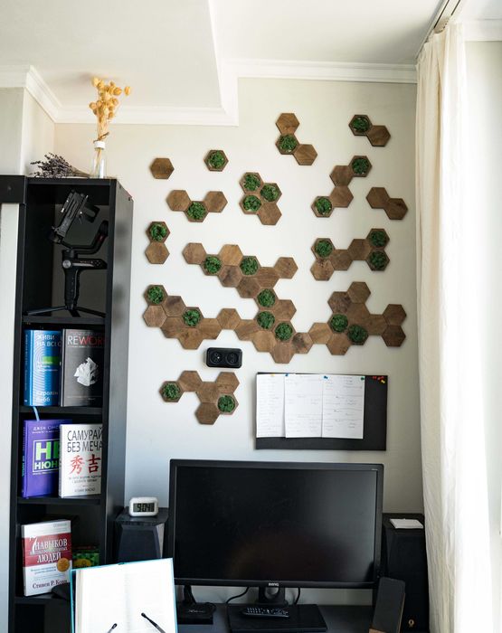 Плитка з мохом на стіну. Деревянная Плитка со скандинавским мхом