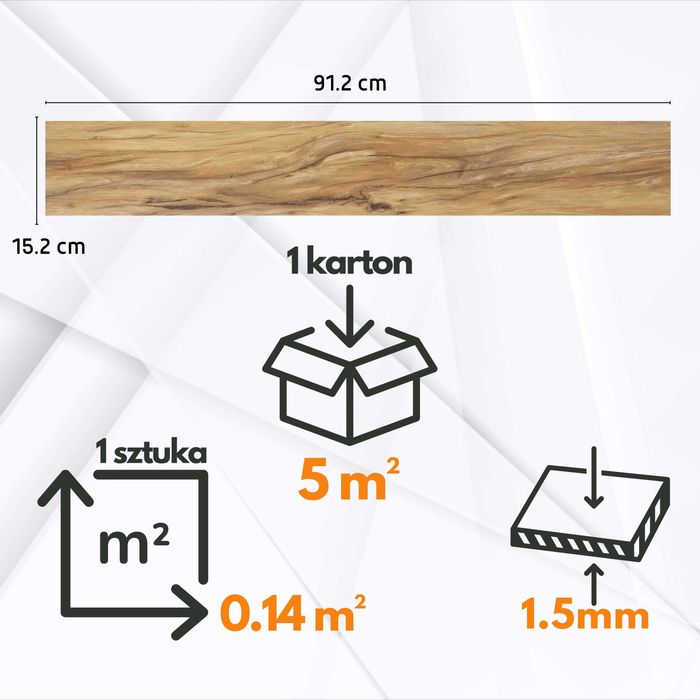Panele Winylowe Samoprzylepne 5m² NATURALNE DREWNO Deski parkiet panel