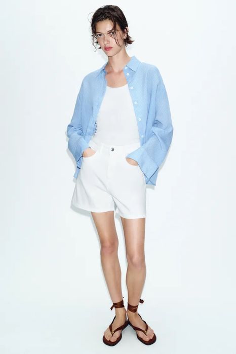 Белые джинсовые Шорты zara 36 S massimo dutti