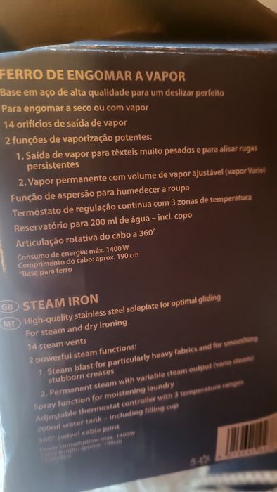 Ferro a vapor novo sem uso