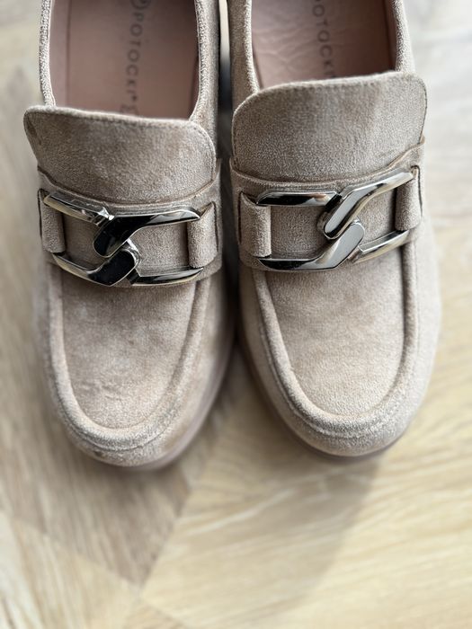 Półbuty Potocki na słupku skórzane