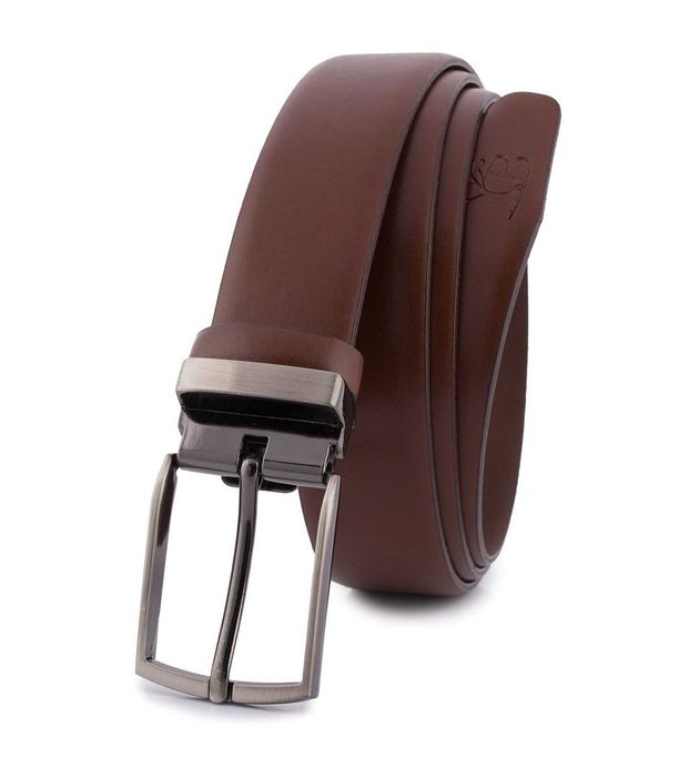 Pasek męski 3,5 cm casualowy brązowy skóra lico Beltimore brązowy E37