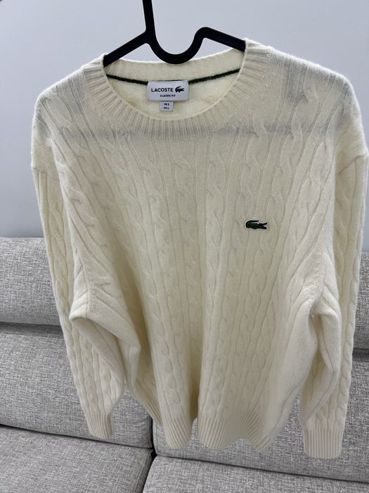 Camisola Lacoste Cable Knit Branca/Cru (Tamanho L / FR 5) – Original