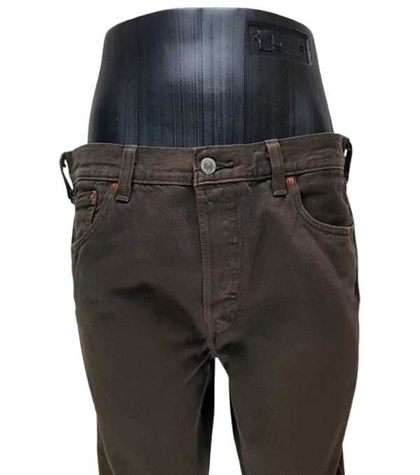 Brązowe męskie jeansy Levi's 501 oryg. skrócone nogawki Levis -W34/L30