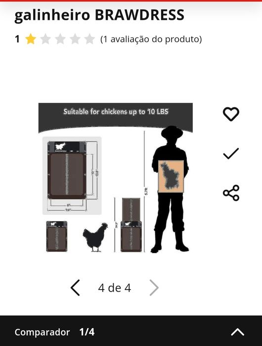 Porta de galinheiro automática, sensível à luz solar. Medidas: 35x24x