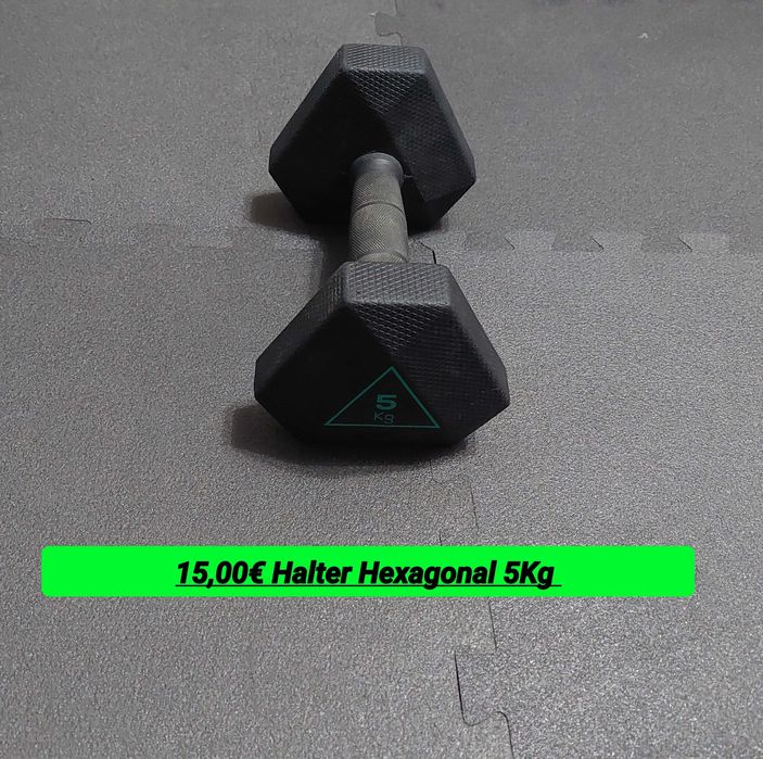 Halter hexagonal 5kg. Musculação Treino.