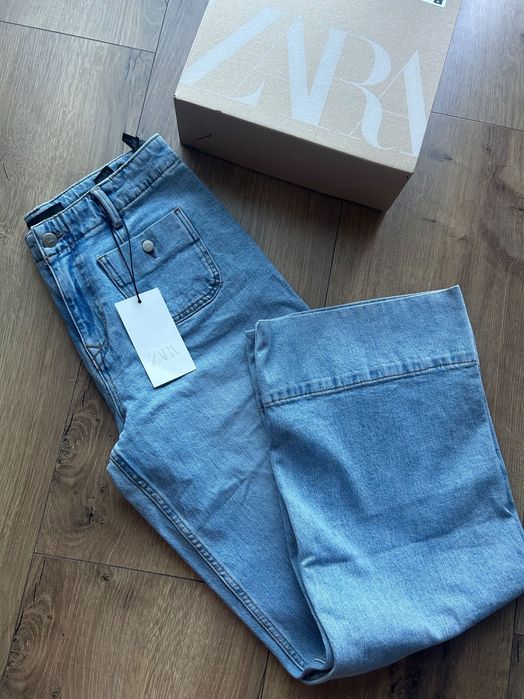Jeansy Zara wysoki stan 38