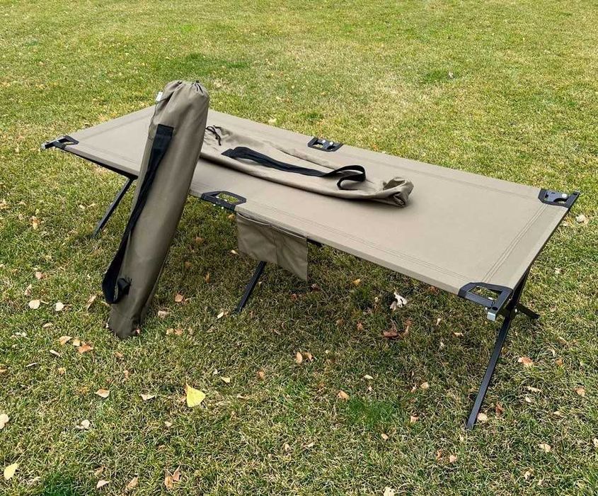 Раскладушка стальная усиленная ліжко армійське розкладне до 260кг хаки