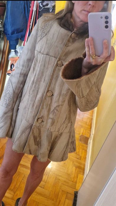 Casaco de couro camurça M novo