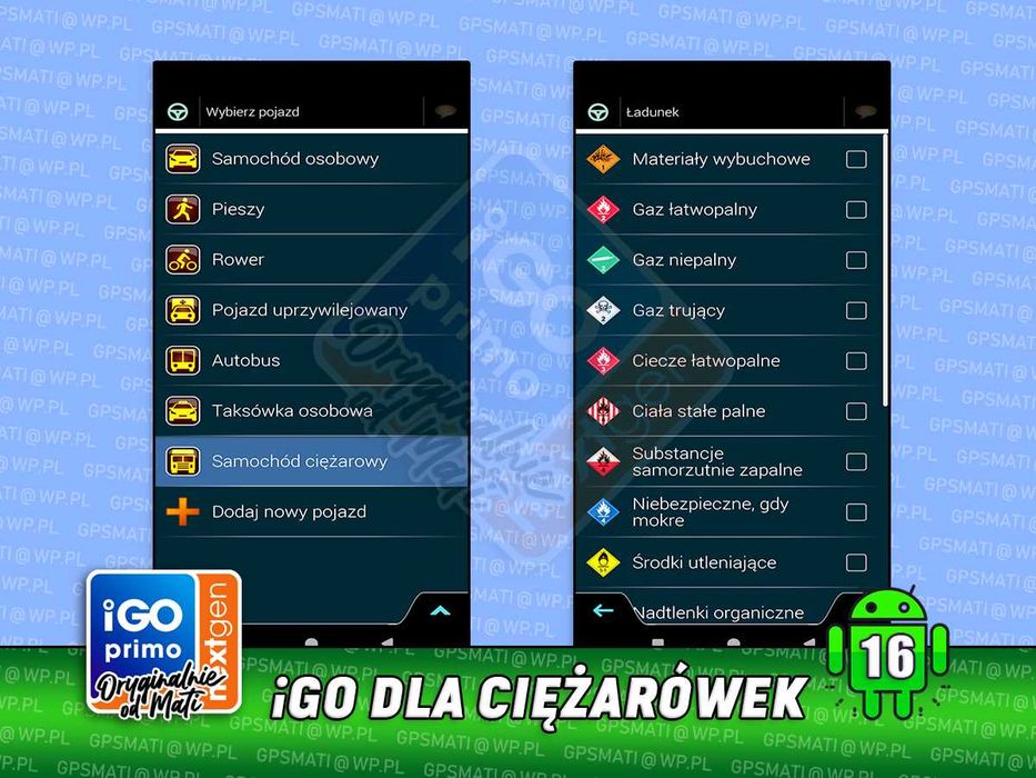 Aplikacja iGO Nextgen Mapy Nawigacja dla TIR Ciężarówki Android WinCE