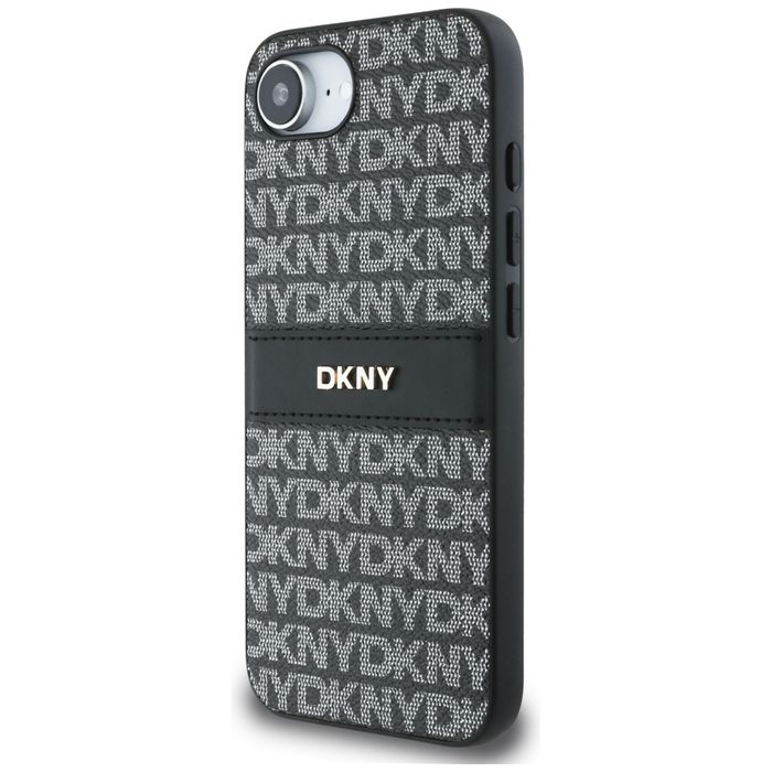 Etui DKNY Repeat Texture Pattern Tonal Stripe do iPhone 16e czarny