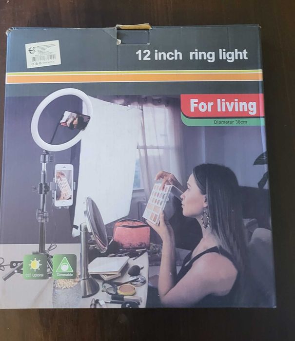 Кольцевая LED лампа 12" (30 см) со штативом и держателем для телефона