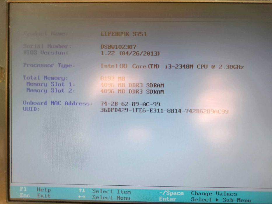 Fujitsu Lifebook  s751 DSBW102307 intel core i3 działajacy brak dysku