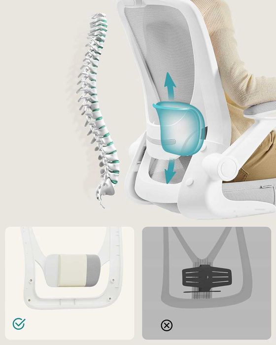 Fotel biurowy ergonomiczny obrotowy regulowany szary 107 cm