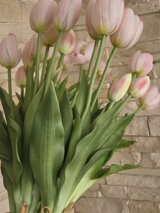 Tulipany bukiety 5szt pastelowy róż silikonowe