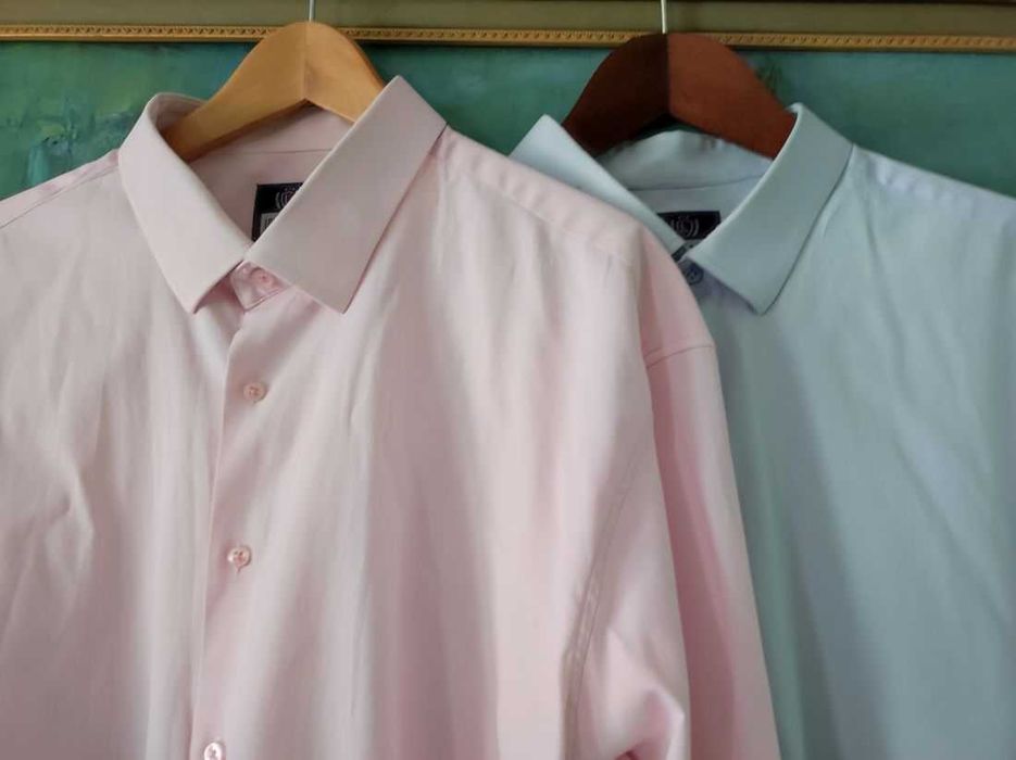 3XL dwie koszule satyna bawełna casual slim fit regular