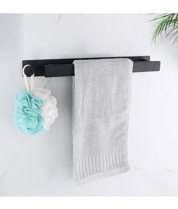 Toalheiro WC sem perfuração em aço inoxidável preto