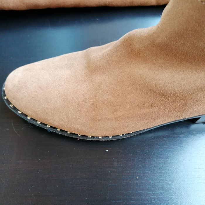 Bota NOVA em Pele Camurça de Cano Alto Camel 37