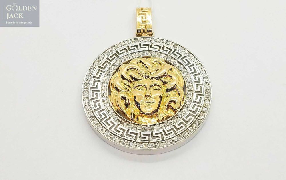 Złota okrągła zawieszka wisiorek Meduza ażurowe złoto pr. 585 12,67 g