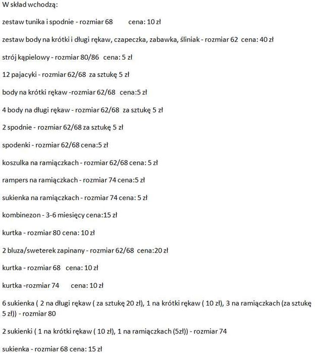 Ubranka niemowlęce