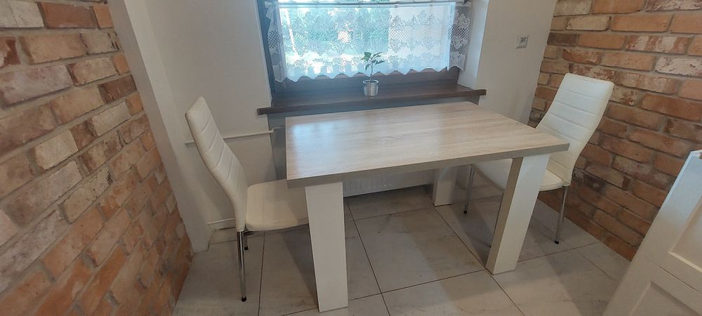 Stół kuchenny 120cm SUPER STAN dąb sonoma/biały połysk DOSTĘPNY DO KOŃCA CZERWCA