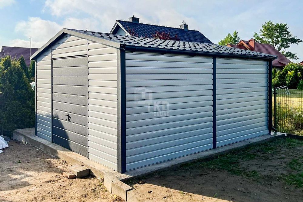 Garaż Blaszany Schowek 4,5X5M Brama Uchylna Rynny Blachodach Tkd264