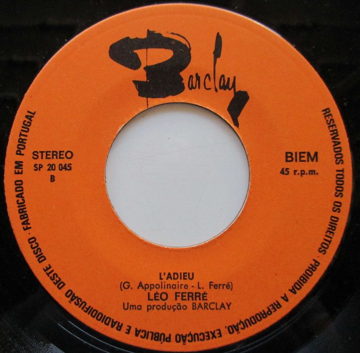 Leo Ferré - - - Avec le Temps - - - - - Single