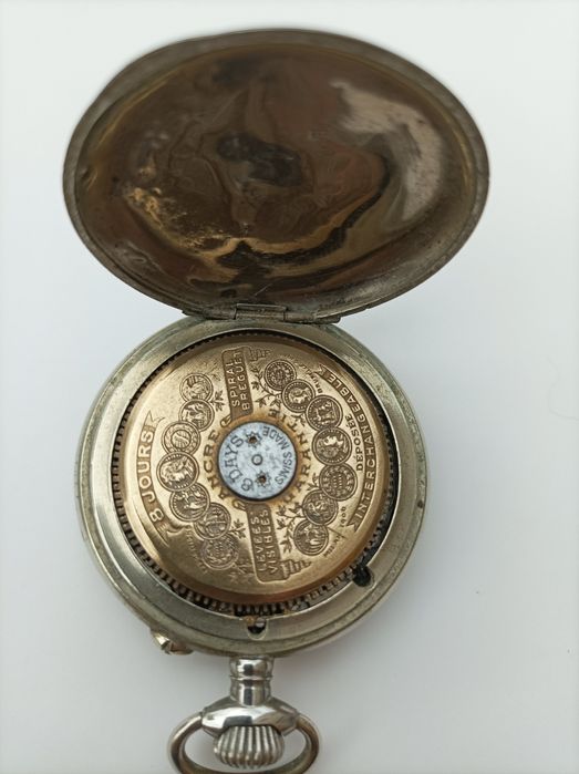Relógio de bolso vintage Hebdomas 8 Jours