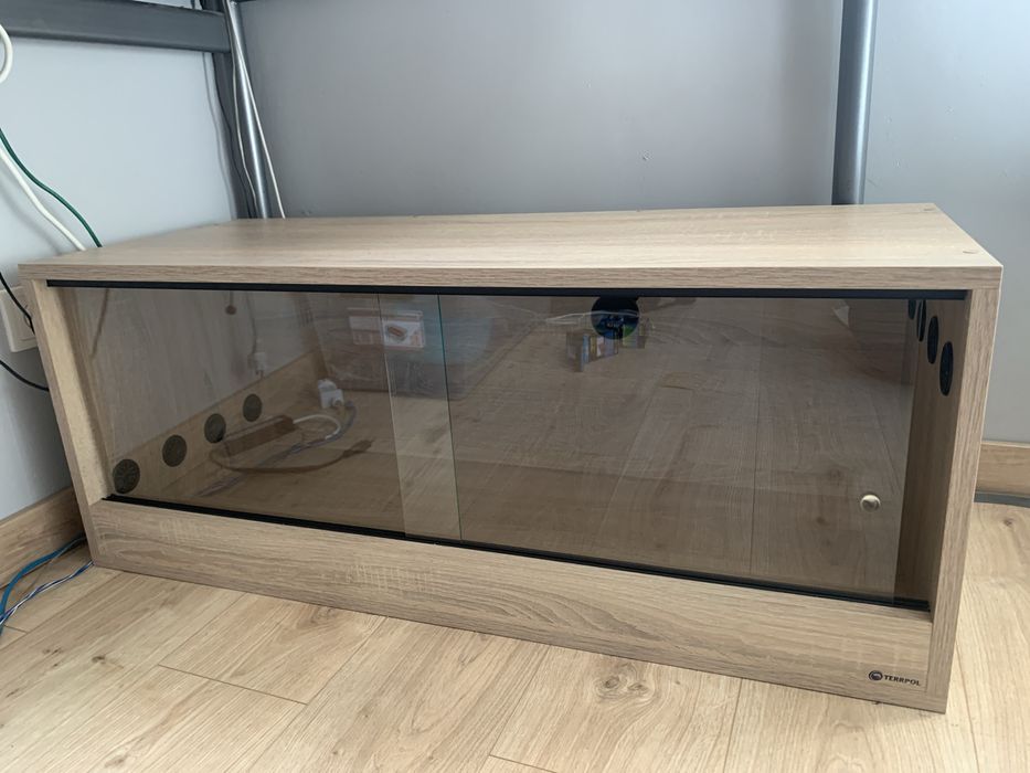 terrarium terrpol 100X50X45 dąb sonoma z uchwytem i żarówką grzewczą