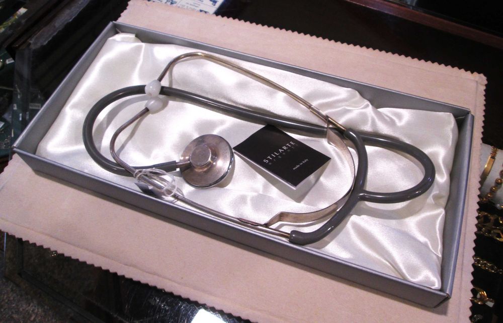 Antigo Estetoscópio STILARTE em PRATA MACIÇA 925 - NUNCA USADO