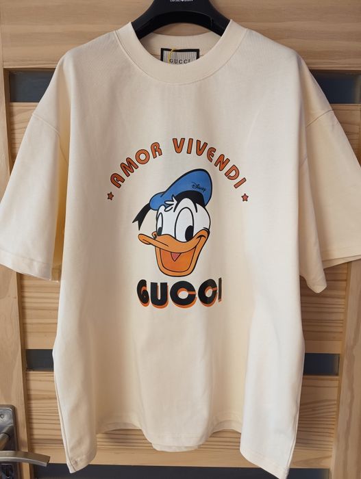 Koszulka Gucci z kultowym kaczorem. Oversize. Kolor kremowy Gucci.