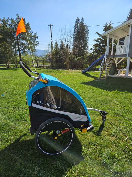 Burley D’Lite X Double + Stroller Kit + 2 uchwyty rowerowe | stan idealny