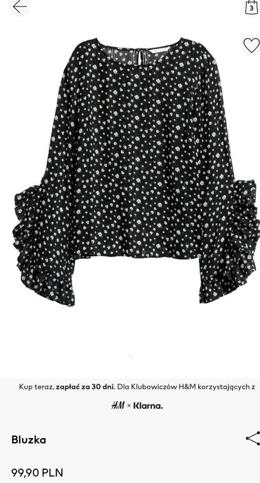 Bluzka H&M z asymetryczna falbaną w rękawie 34