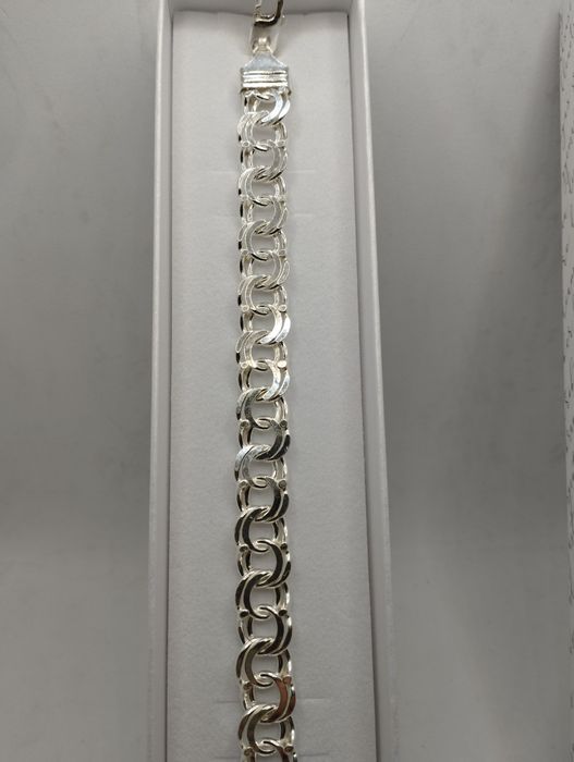 Srebrna bransoletka, Garibaldi, próba 925, długość 22 cm