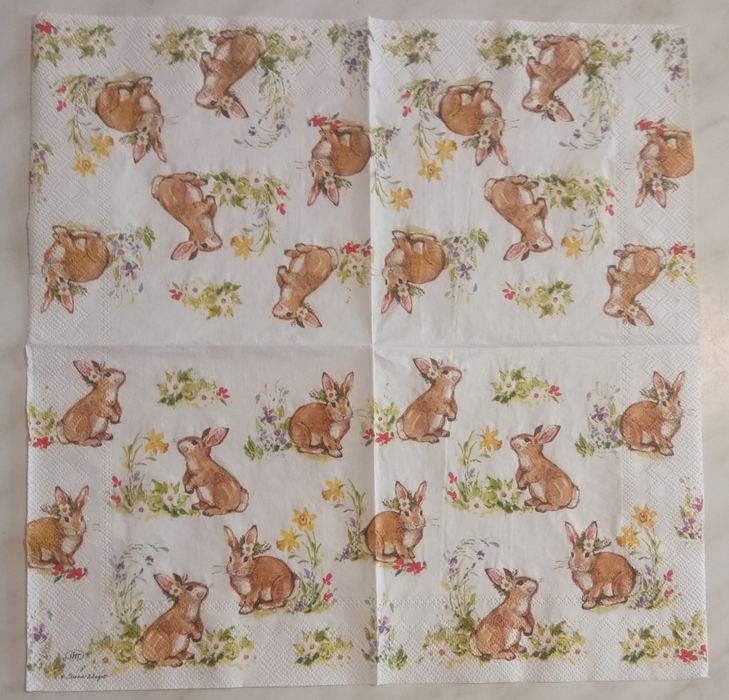 Serwetki decoupage zajączki Wielkanoc paczka 20 szt.