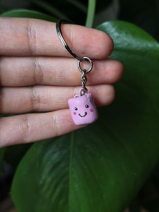 Brelok marshmallow cute słodki aesthetic pudrowy róż pianka