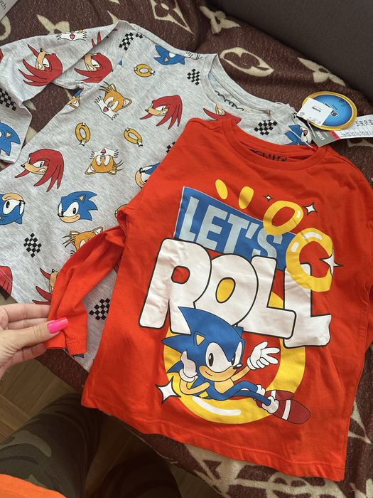 2 nowe bluzki z długim rękawem dla chłopca sonic