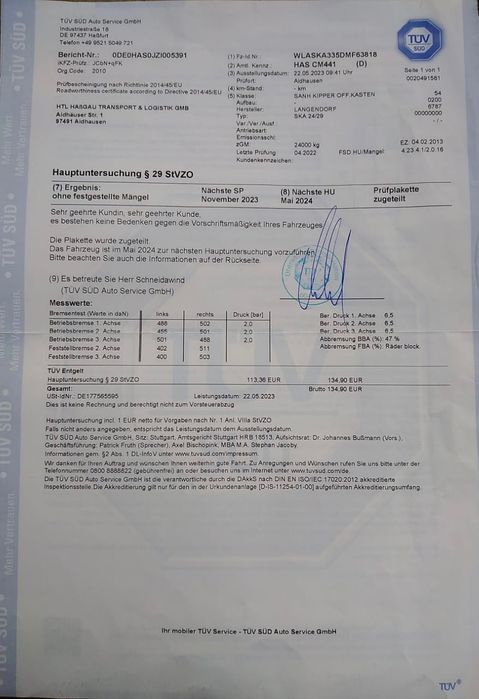 П/прицеп Langendorf самосвал / 2013 год