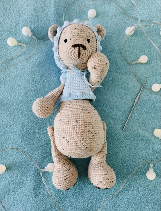 Вязаная игрушка амигуруми мишка ручная работа