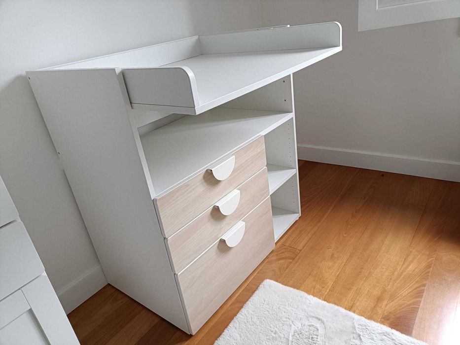 Trocador, branco bétula/com 3 gavetas, 90x79x100 cm