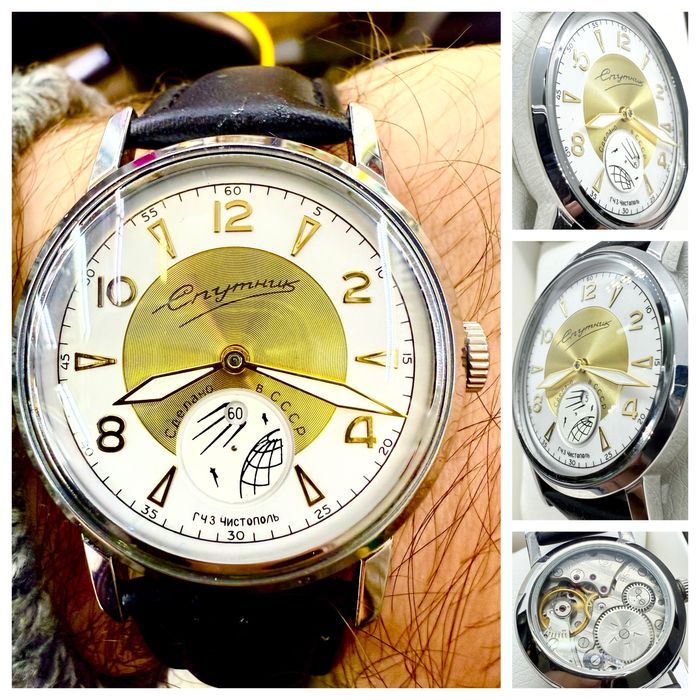 Часы новые СПУТНИК КОРПУС нерж. Два стекла победа полет восток ракета