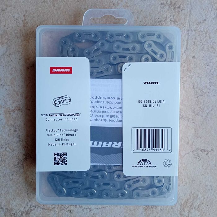 Corrente SRAM Rival E1 Flattop 12s com PowerLock D1 126 Elos