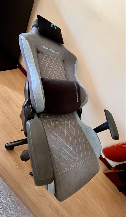 Cadeira Gaming Alpha Gamer Gaia Dark Grey/Blue Fabric V2