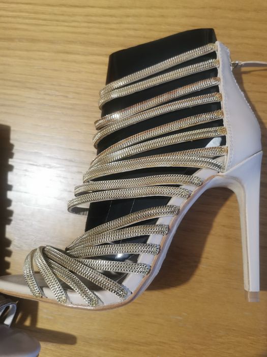 Zara złote szpilki sandałki na obcasie nowe 37